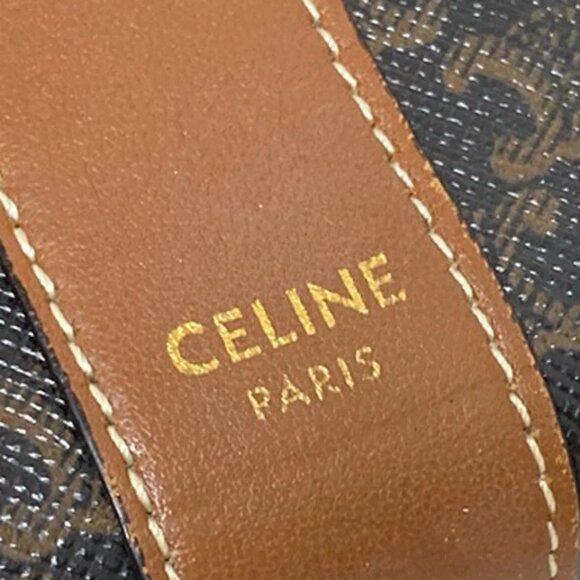 CELINE Triomphe Canvas - Dark Brown Brown PVC Leather Trifold Wallet 386-081825 - Picture 6 of 8